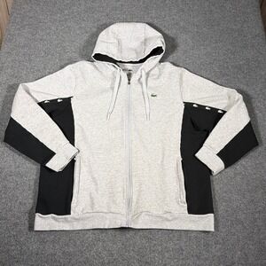 Lacoste Sport Colorblock Hoodie Full Zip Mens 3XL Gray Black Athletic Wear